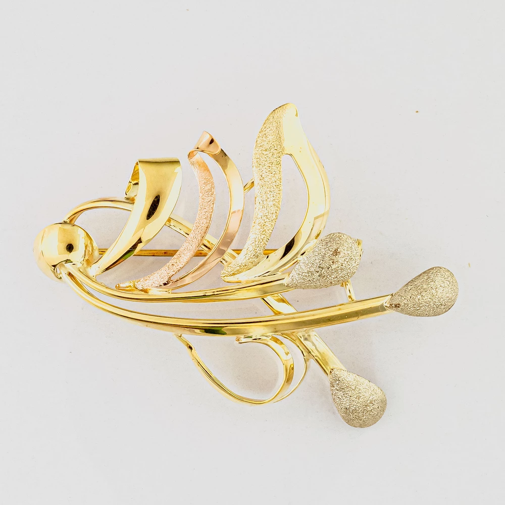 Брошь из желтого золота 585 пробы