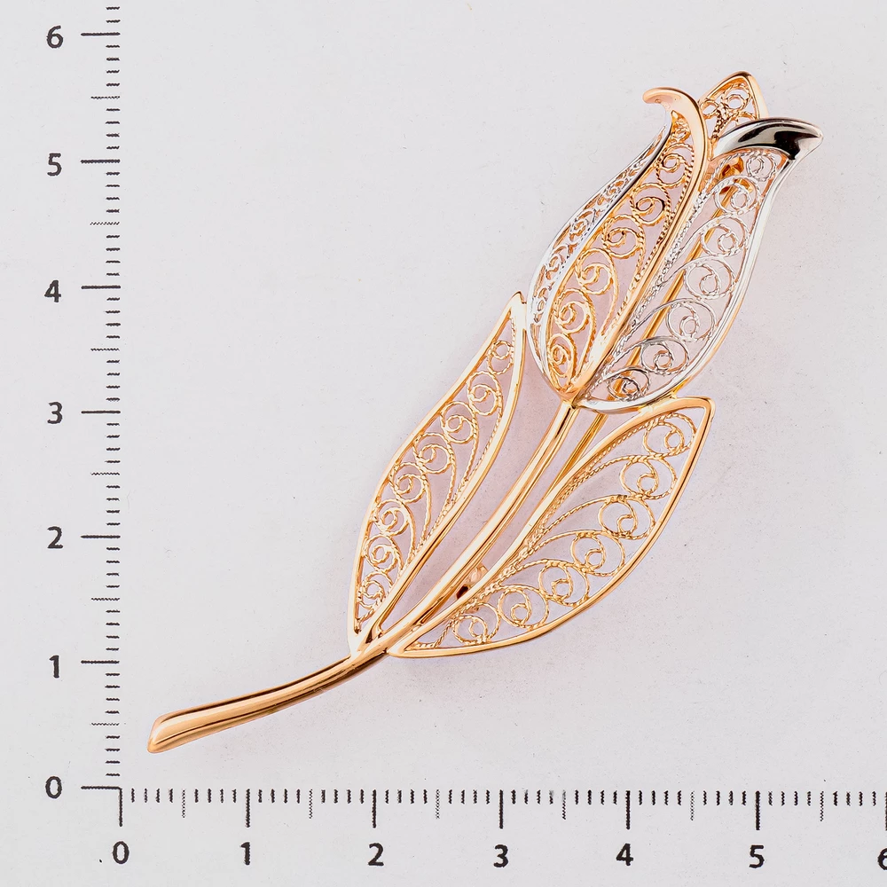 Брошь из красного золота 585 пробы