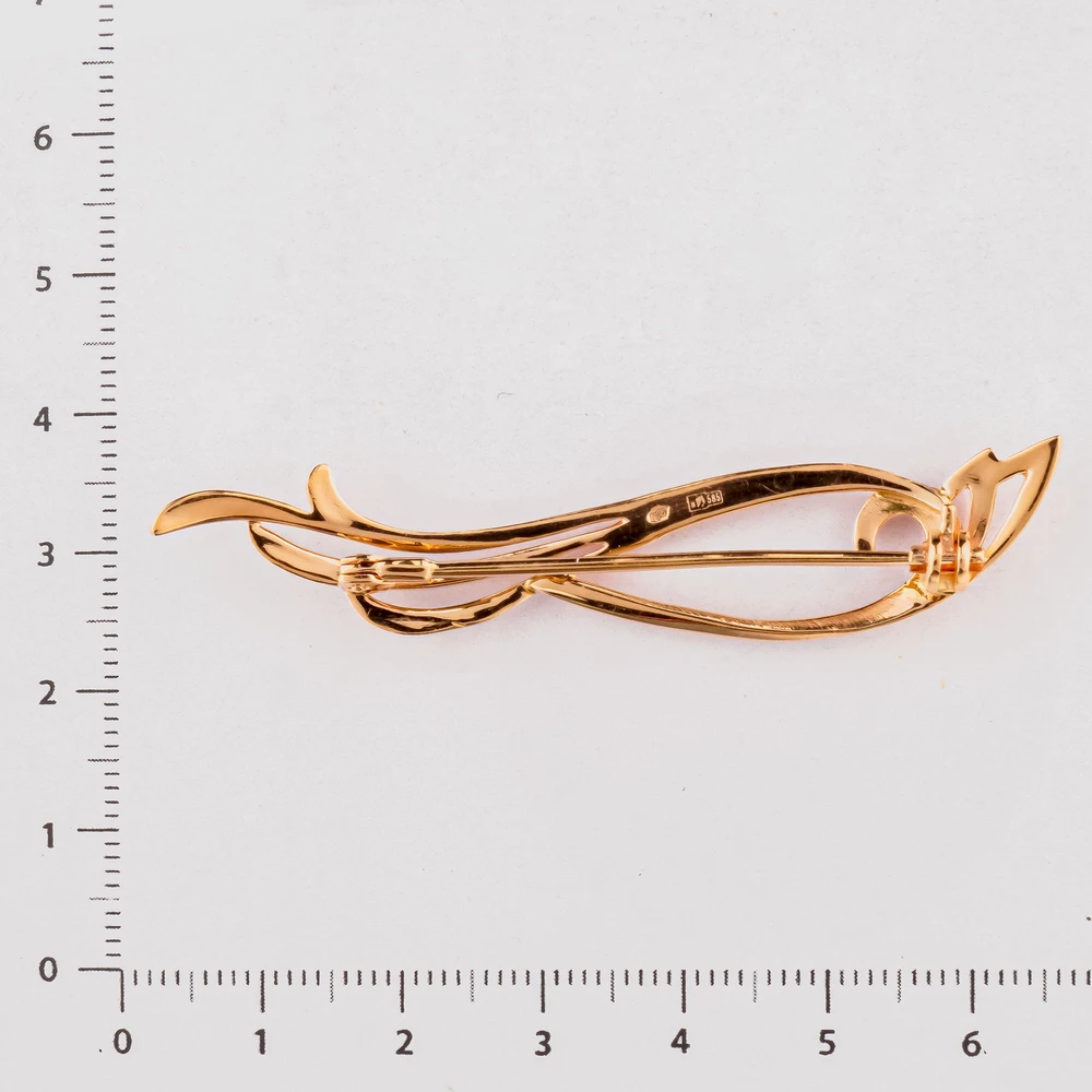 Брошь из красного золота 585 пробы