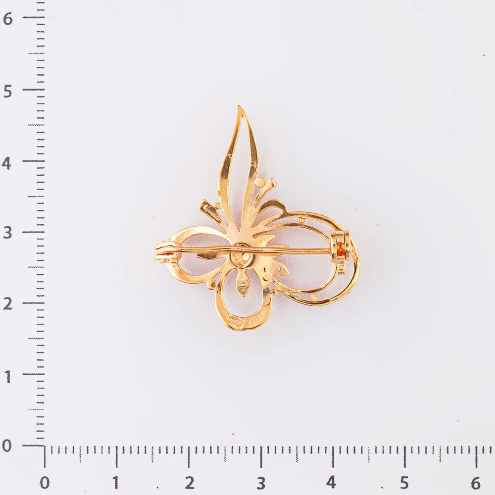 Брошь из красного золота 585 пробы