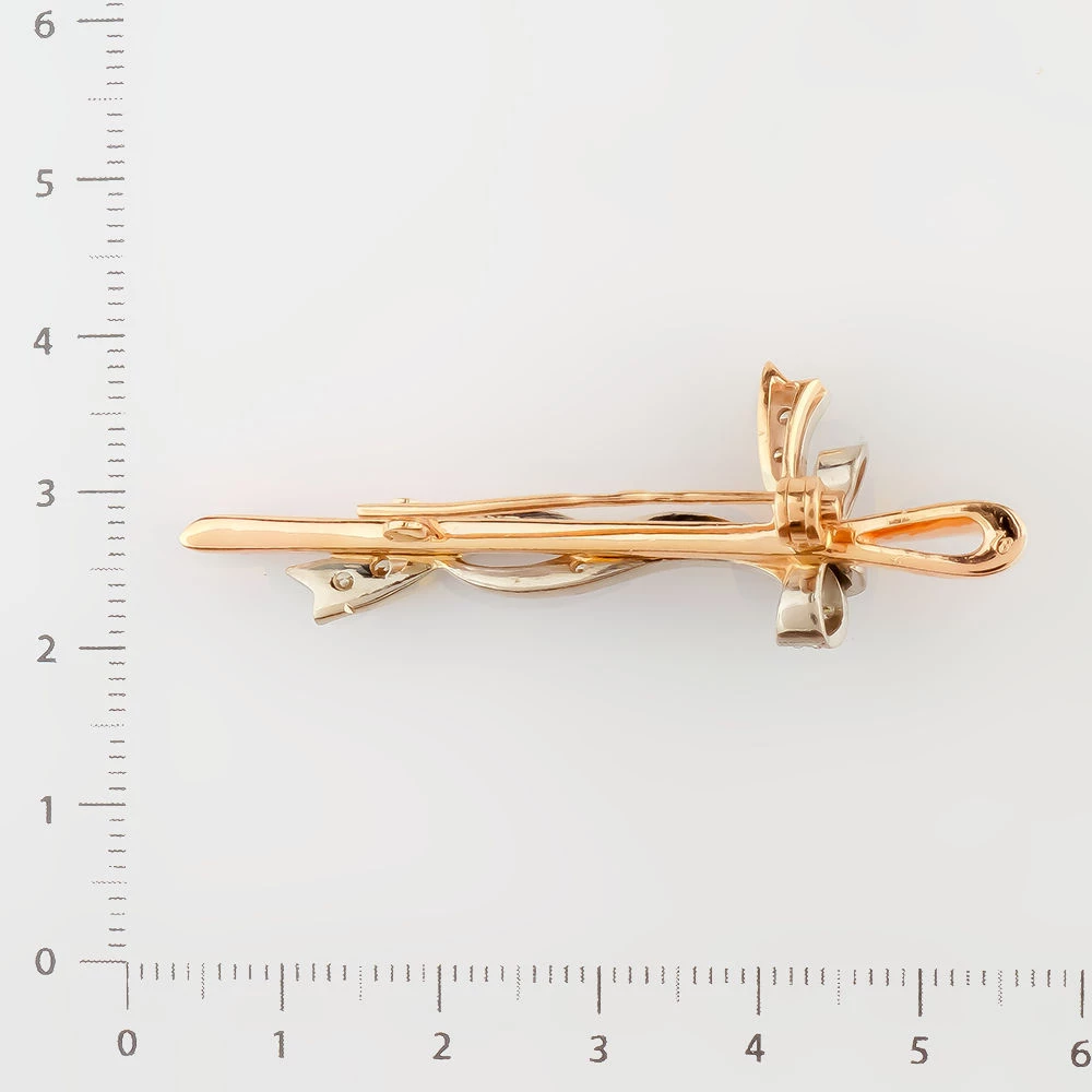 Брошь с бриллиантом из красного золота 585 пробы