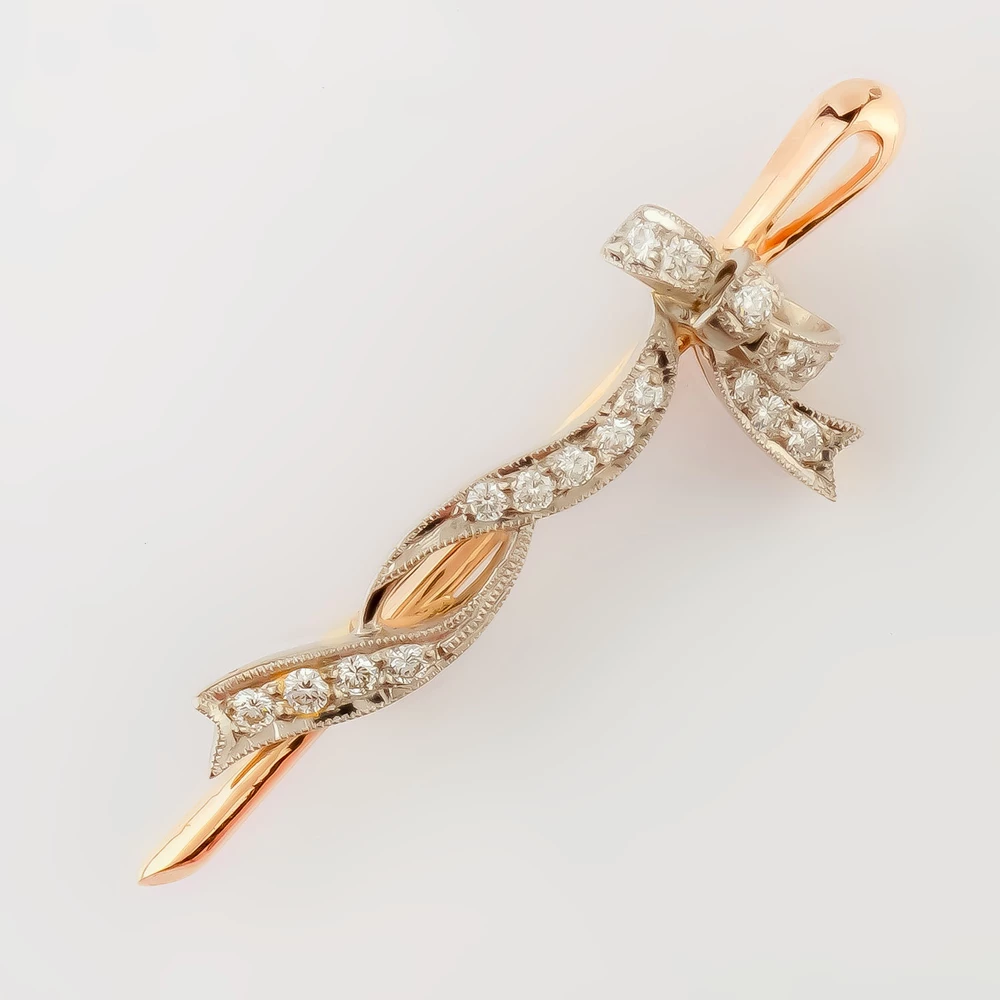 Брошь с бриллиантом из красного золота 585 пробы