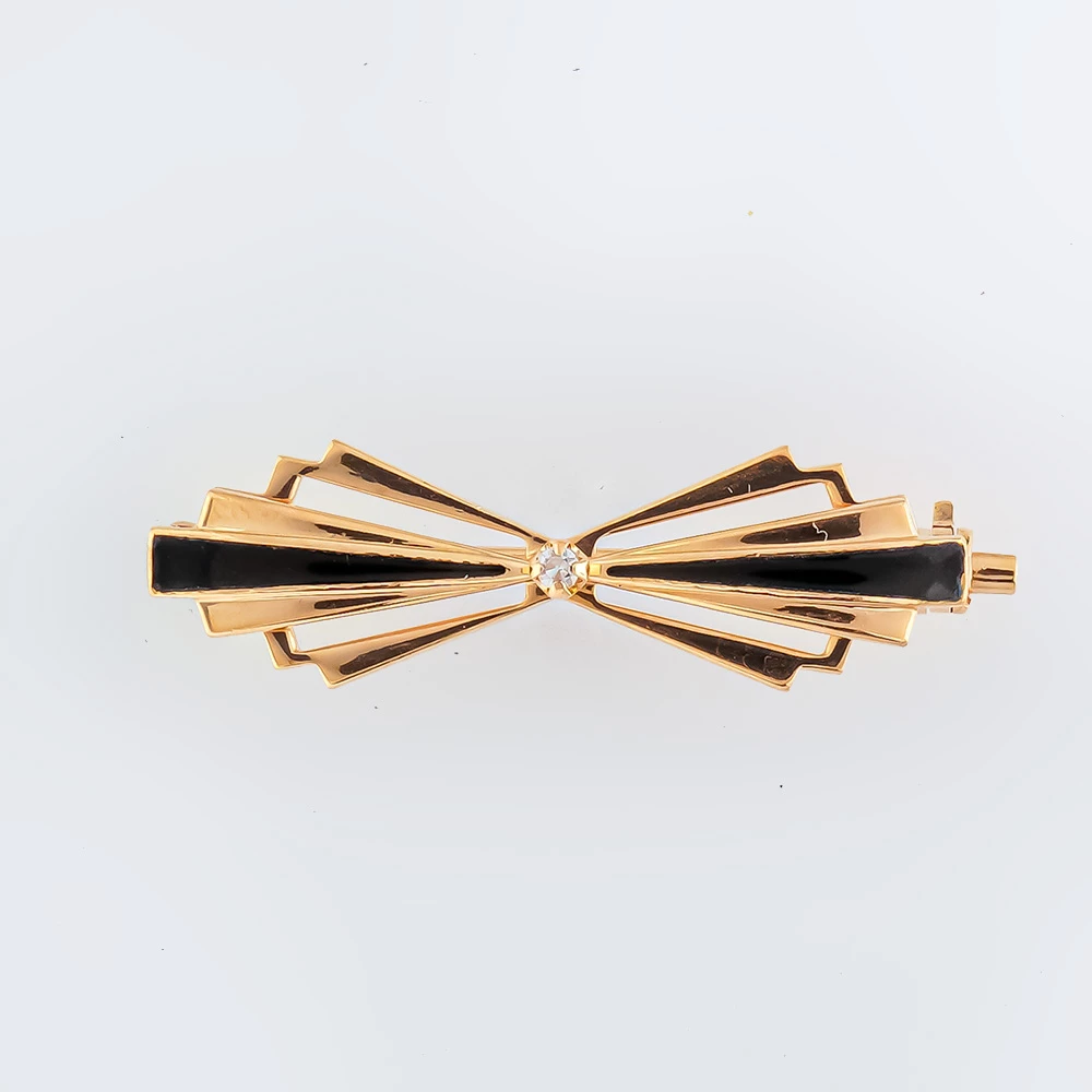 Брошь с эмалью из красного золота 585 пробы