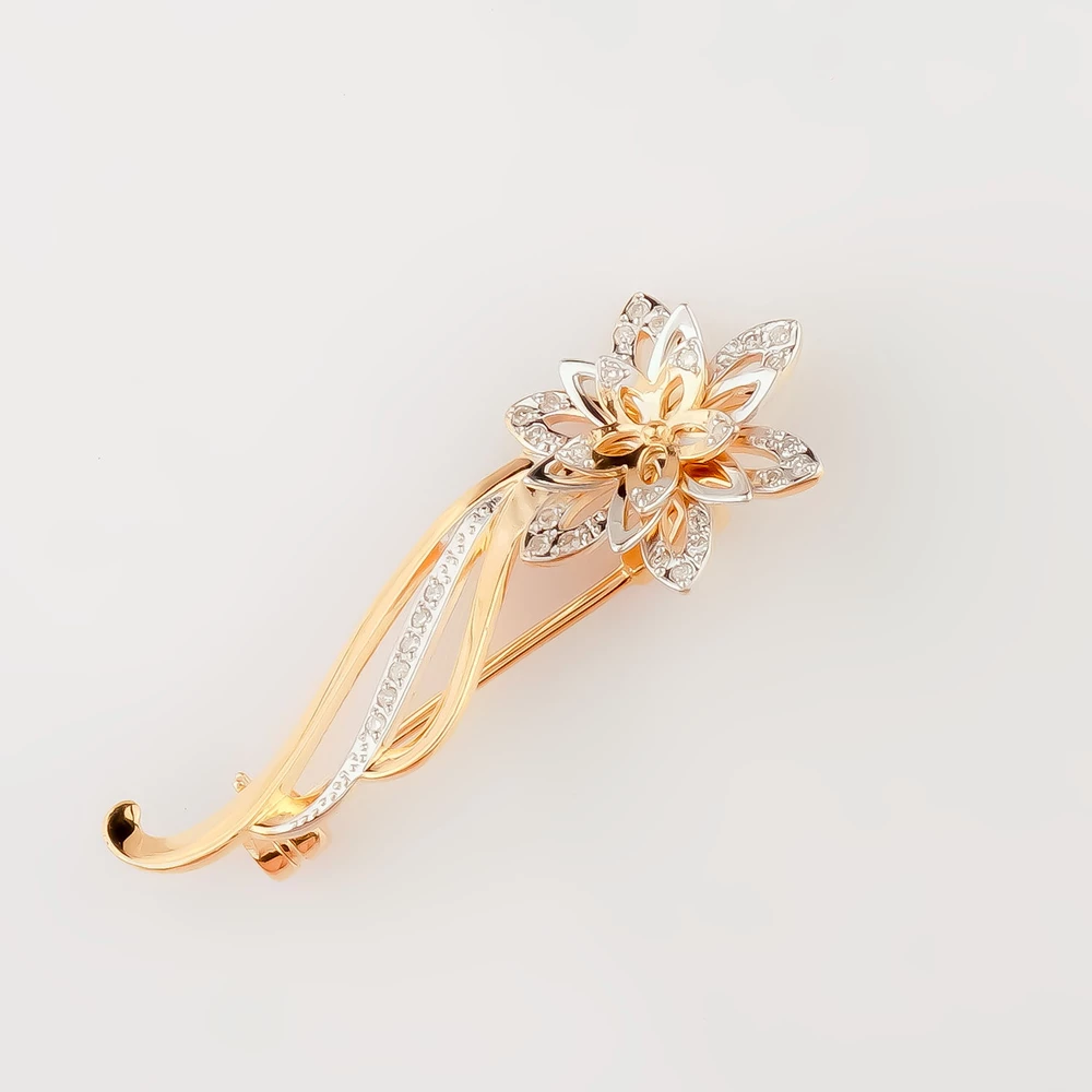 Брошь с бриллиантом из красного золота 585 пробы