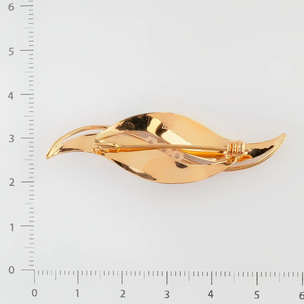 Брошь с фианитом из красного золота 585 пробы