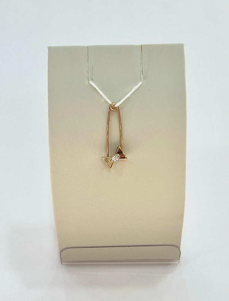 Брошь с фианитом из красного золота 585 пробы