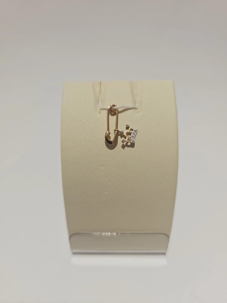 Брошь с фианитом из красного золота 585 пробы