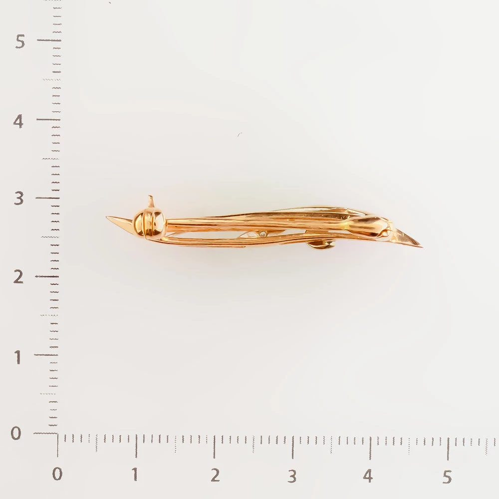 Брошь с бриллиантом из красного золота 585 пробы