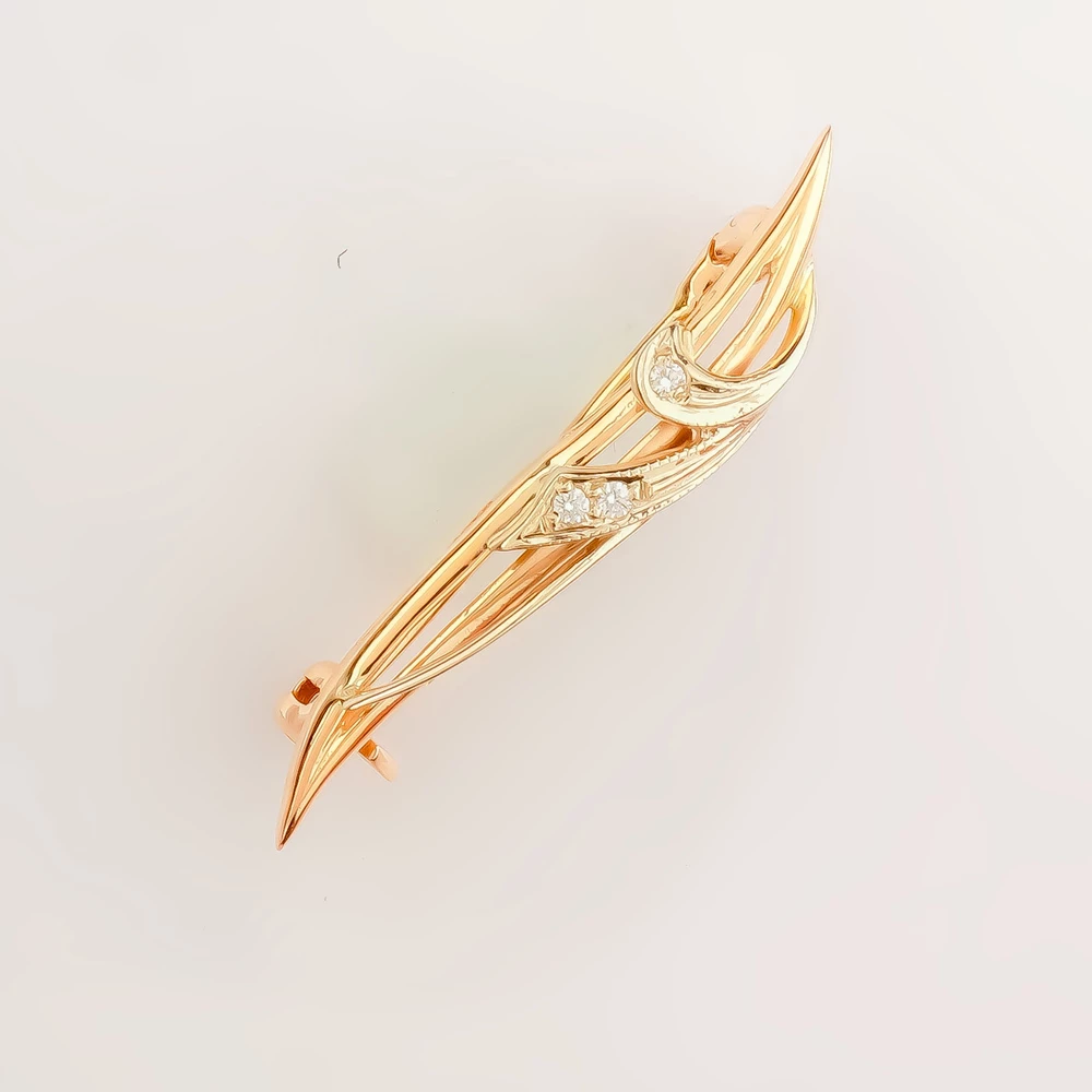 Брошь с бриллиантом из красного золота 585 пробы