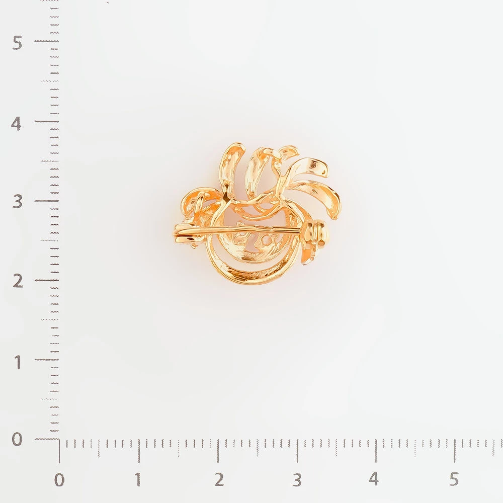 Брошь с фианитом из красного золота 585 пробы