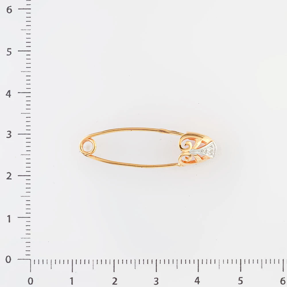 Брошь с бриллиантом из красного золота 585 пробы