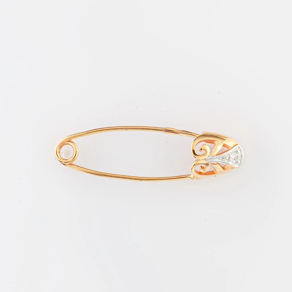 Брошь с бриллиантом из красного золота 585 пробы