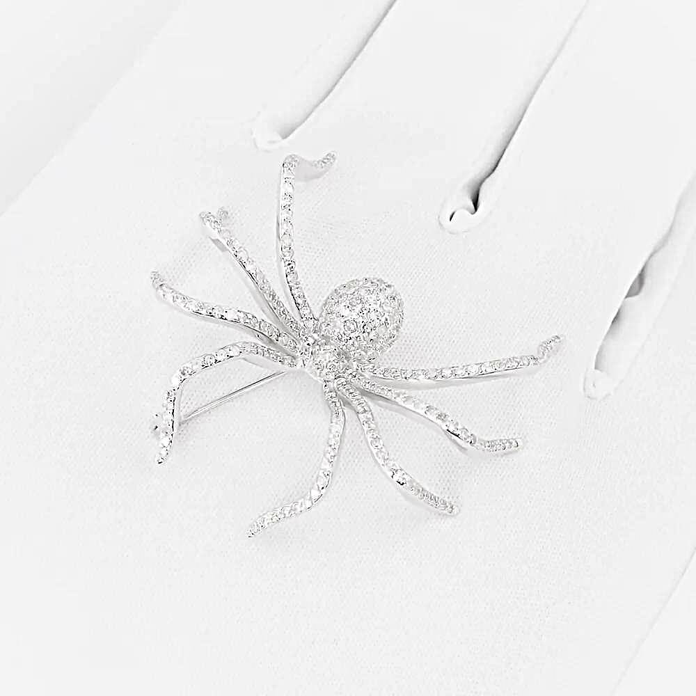 Брошь с бриллиантом из белого золота 585 пробы