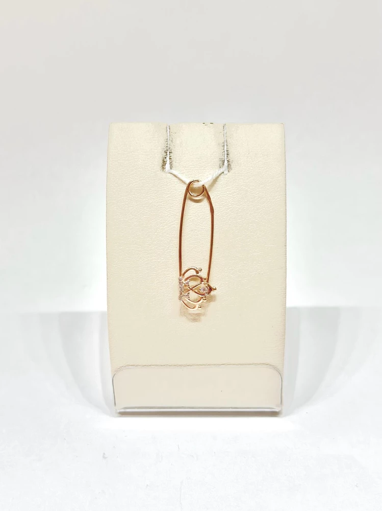 Брошь с фианитом из красного золота 585 пробы