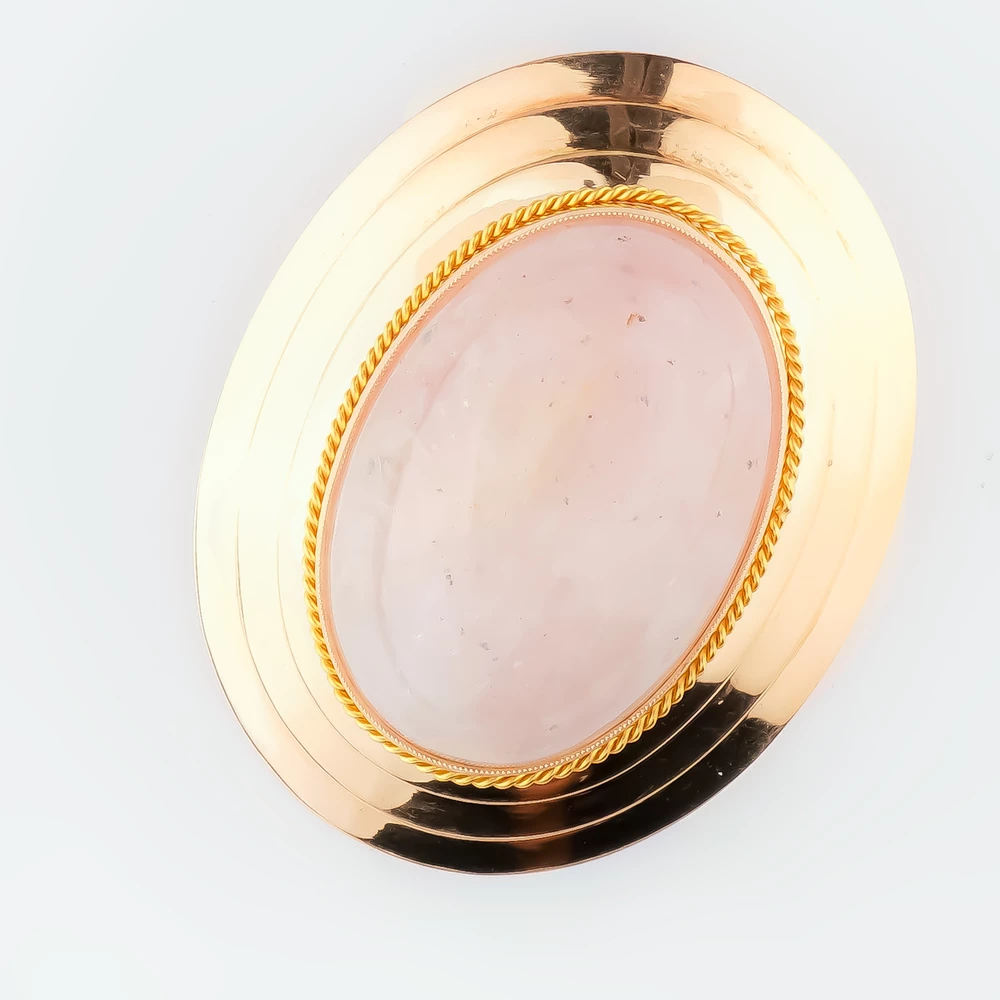 Брошь с агатом из красного золота 585 пробы