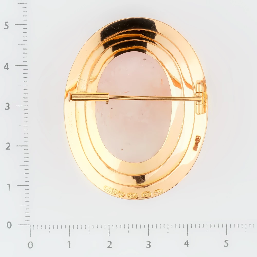 Брошь с агатом из красного золота 585 пробы