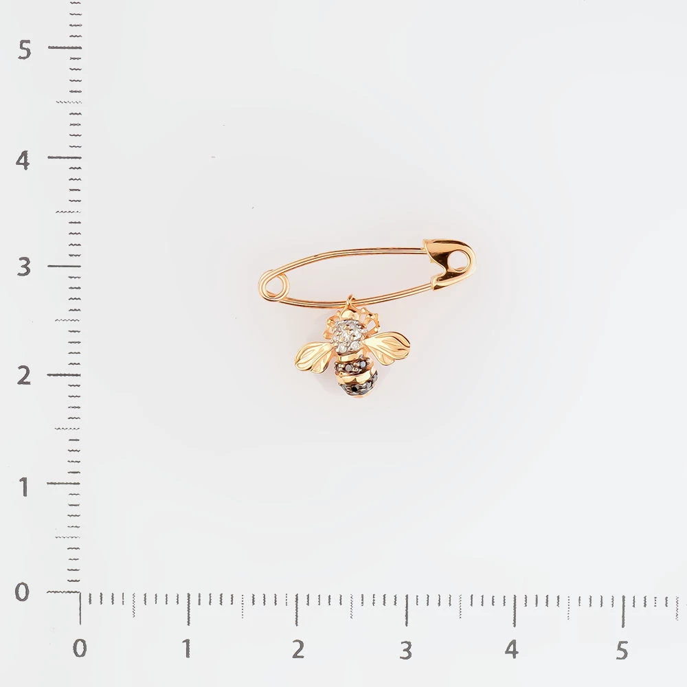 Брошь с бриллиантом из красного золота 585 пробы