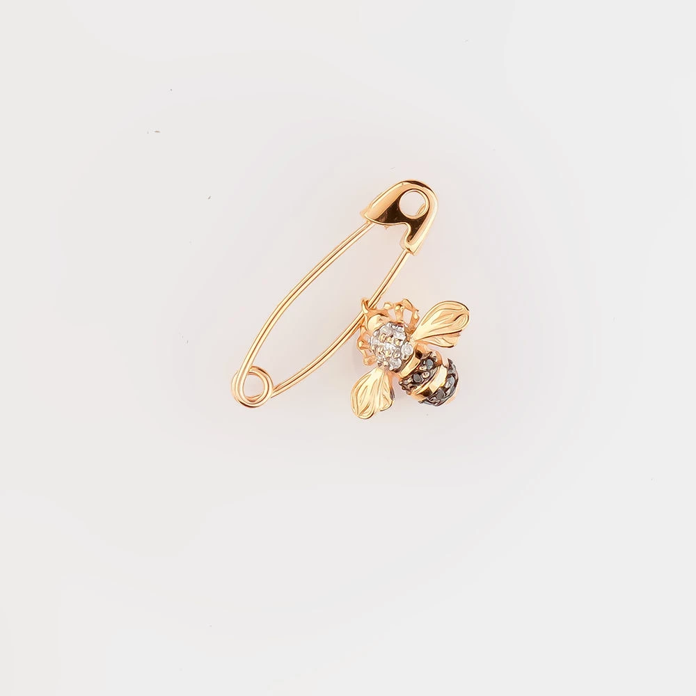 Брошь с бриллиантом из красного золота 585 пробы