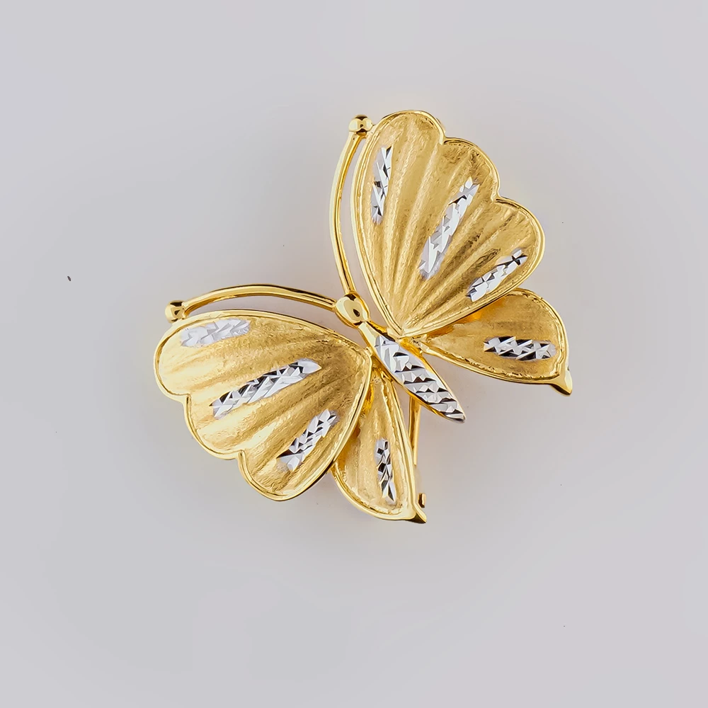 Брошь из желтого золота 585 пробы