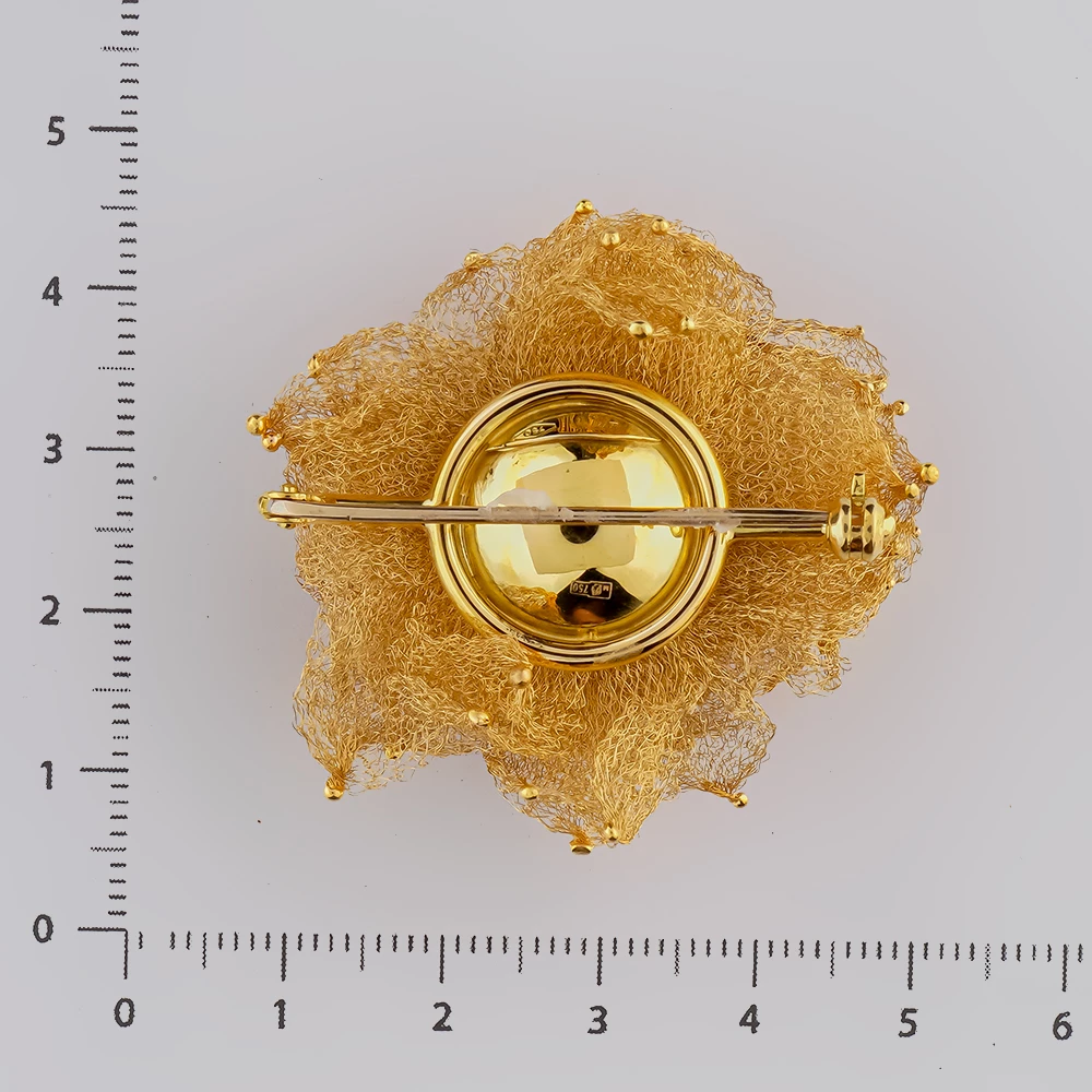 Брошь из желтого золота 750 пробы