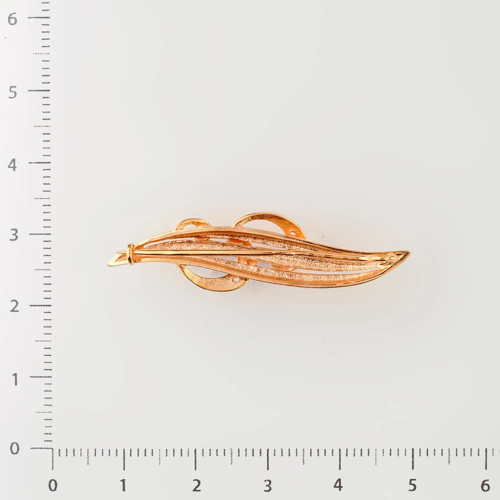 Брошь с фианитом из красного золота 585 пробы