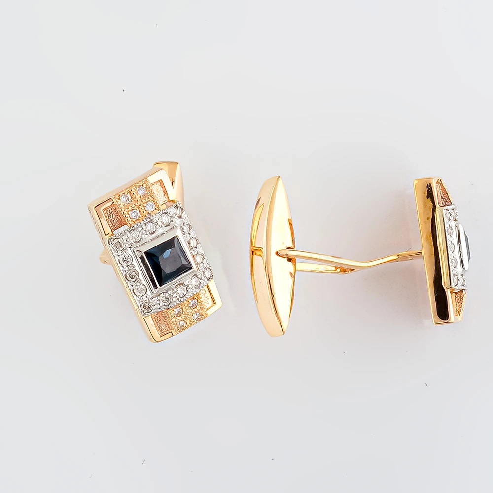 Запонки с сапфиром из красного золота 585 пробы