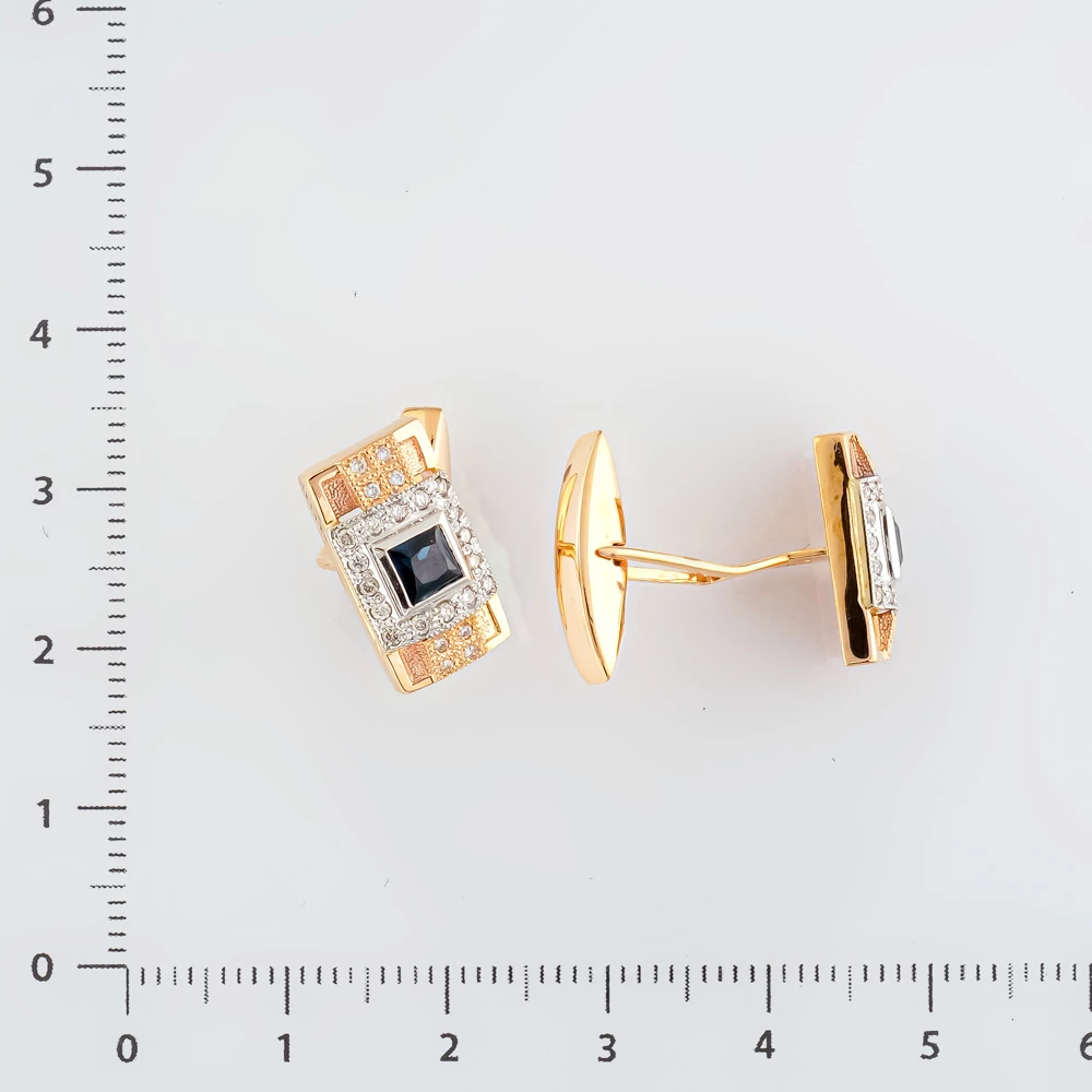 Запонки с сапфиром из красного золота 585 пробы