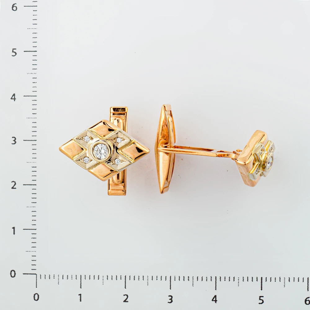 Запонки с бриллиантом из красного золота 585 пробы