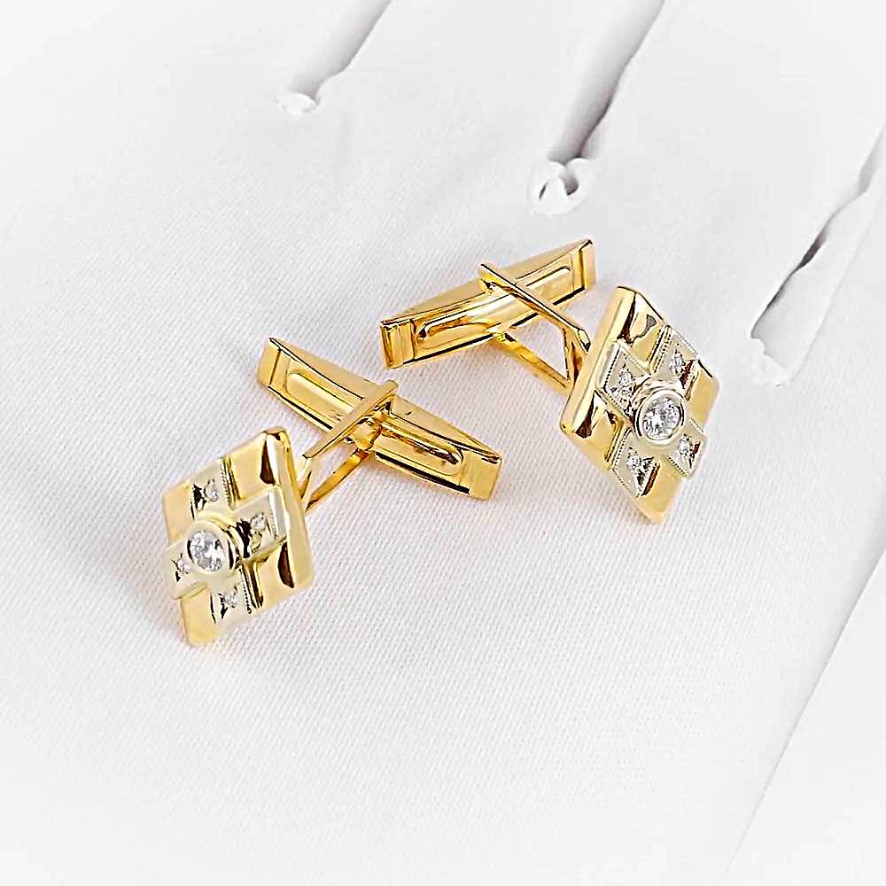 Запонки с бриллиантом из красного золота 585 пробы 1