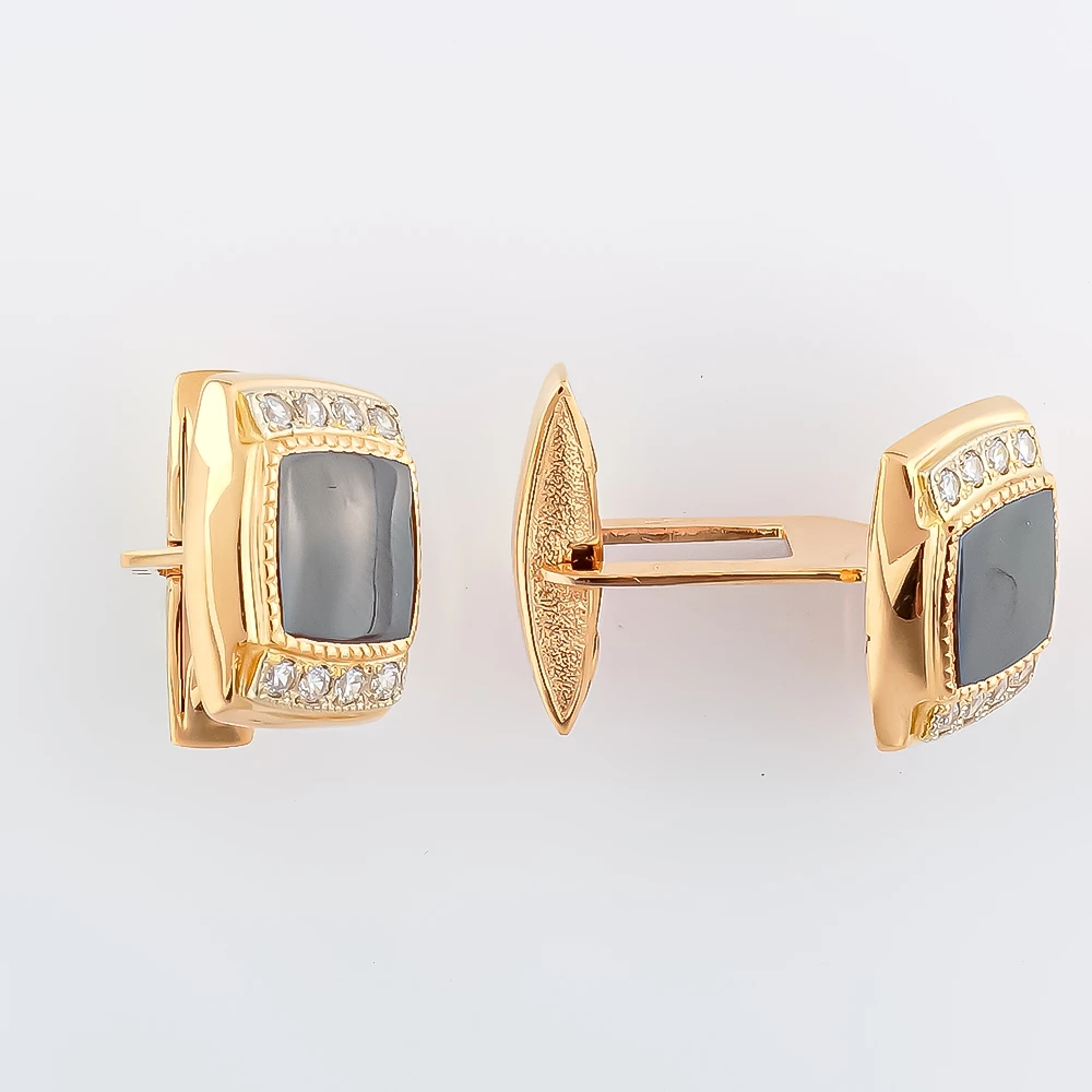 Запонки с ониксом из красного золота 585 пробы