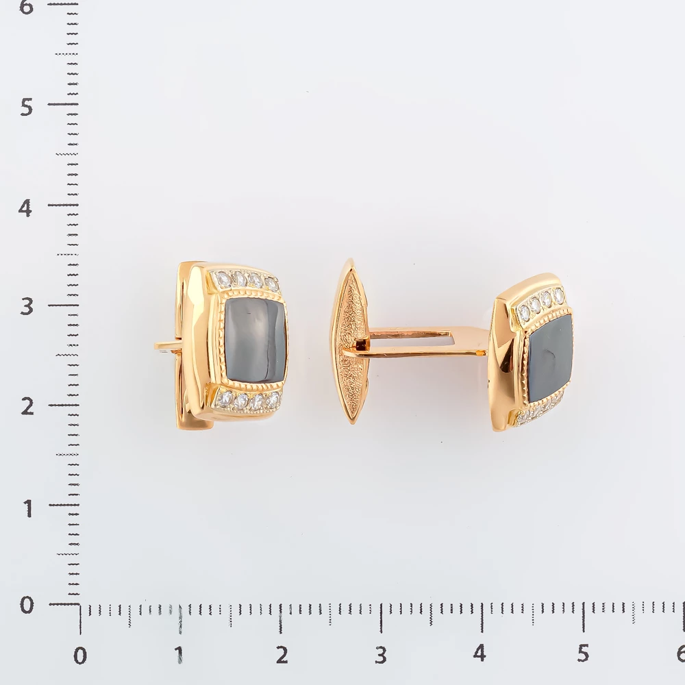 Запонки с ониксом из красного золота 585 пробы