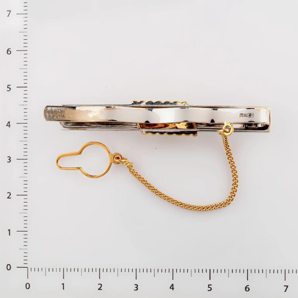 Зажим для галстука с бриллиантом из желтого золота 750 пробы