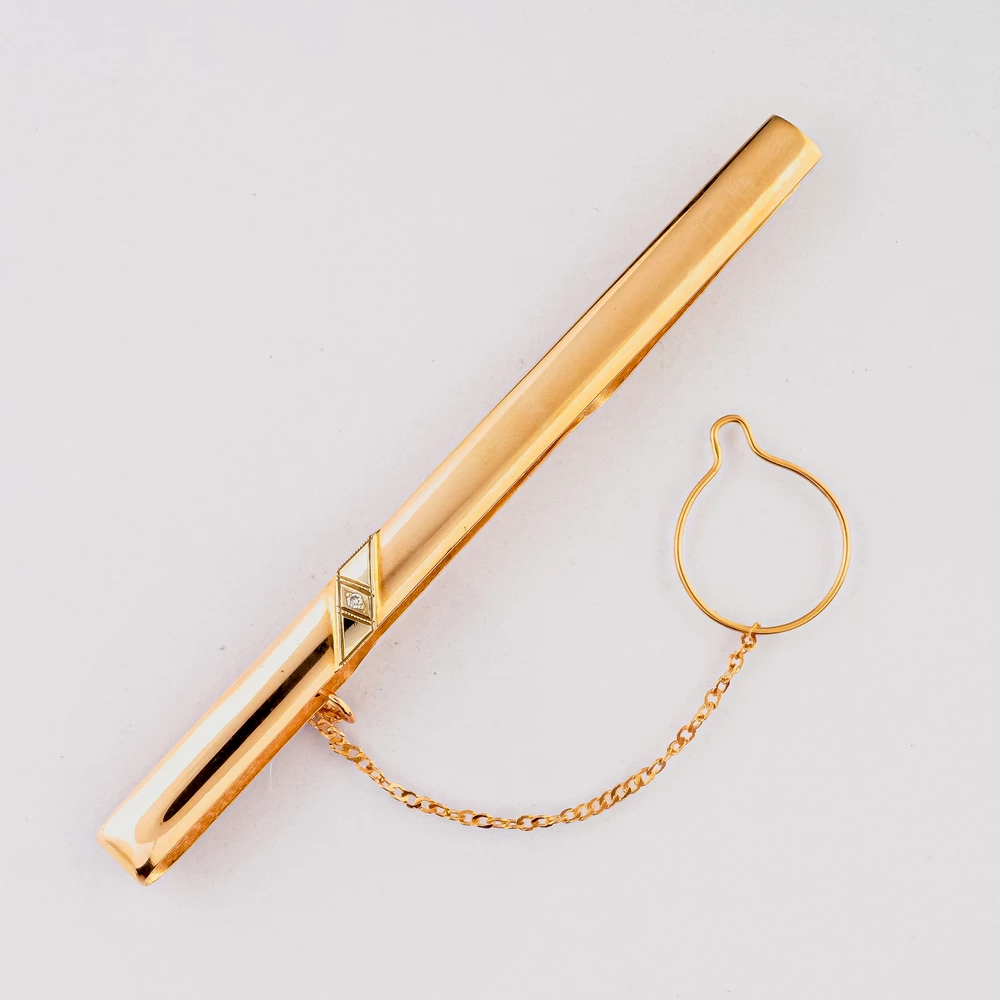 Зажим для галстука с бриллиантом из красного золота 585 пробы