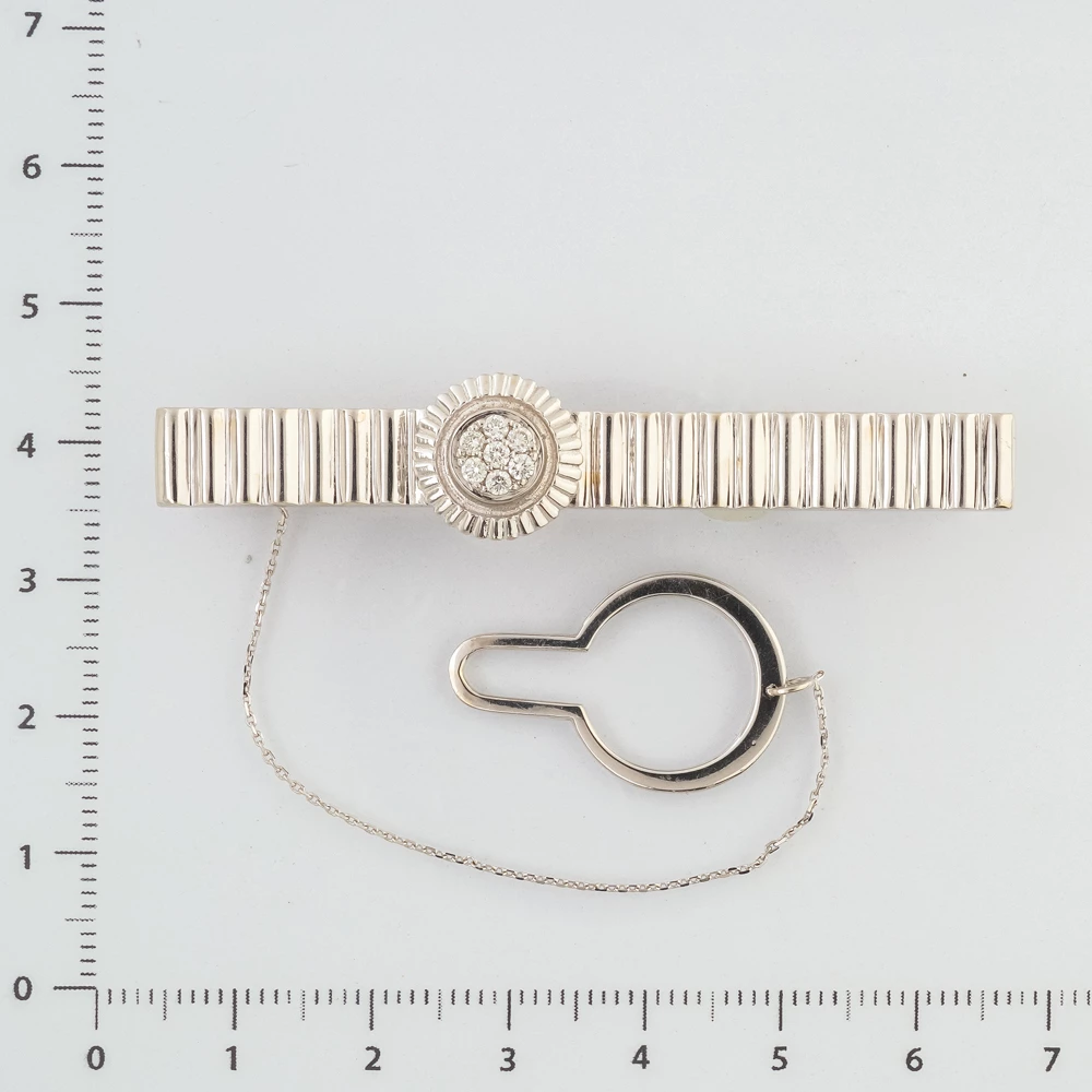 Зажим для галстука с бриллиантом из белого золота 585 пробы