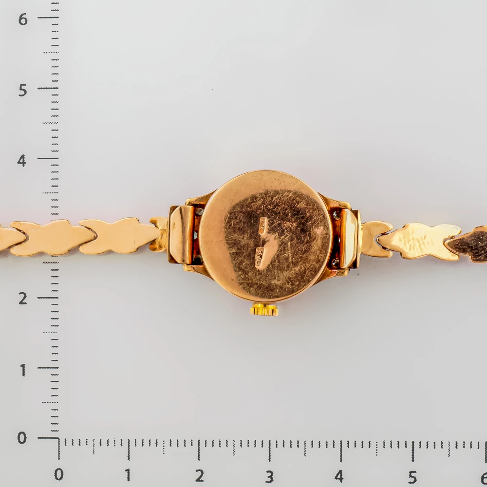 Часы с браслетом с бриллиантом из красного золота 585 пробы