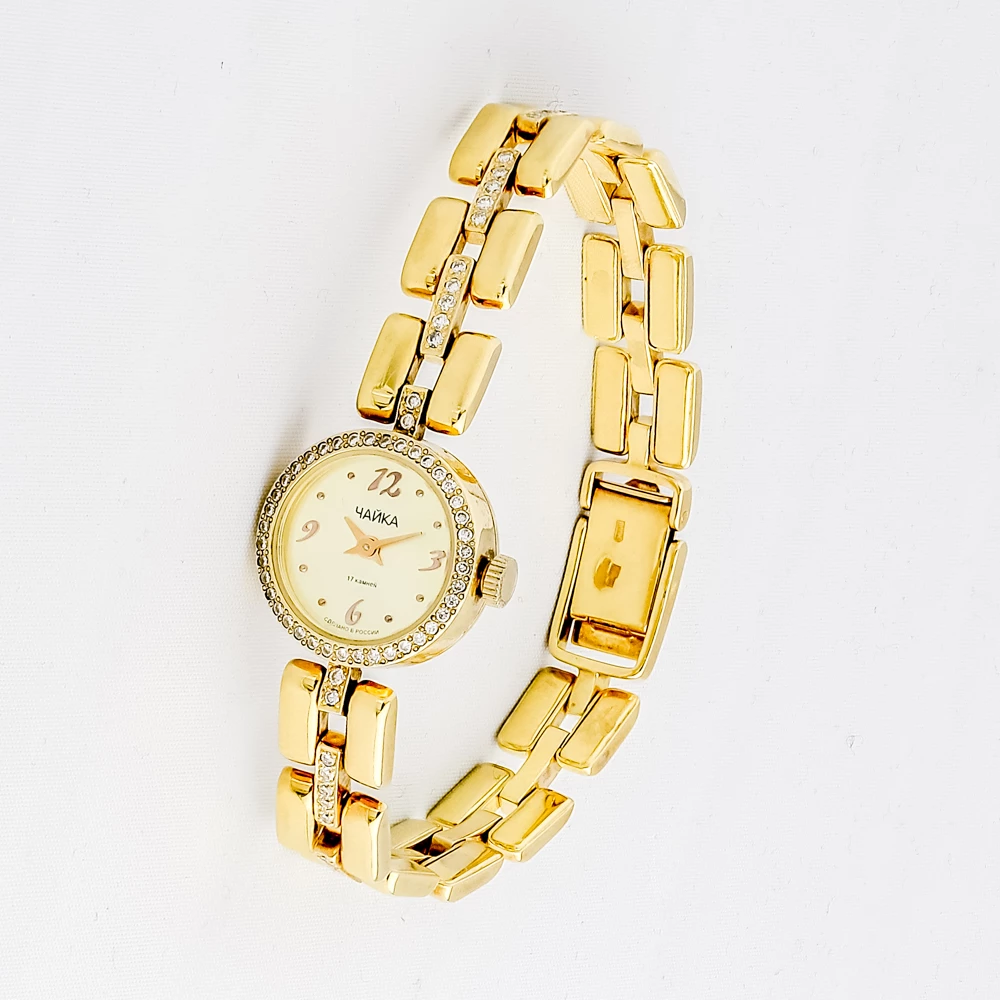 Часы с браслетом с бриллиантом из желтого золота 750 пробы