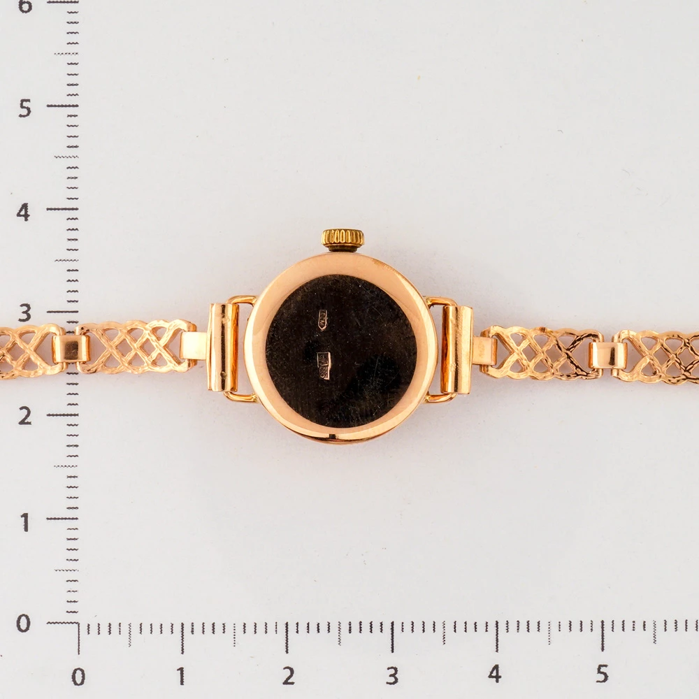 Часы с браслетом с часовой механизмом из красного золота 585 пробы