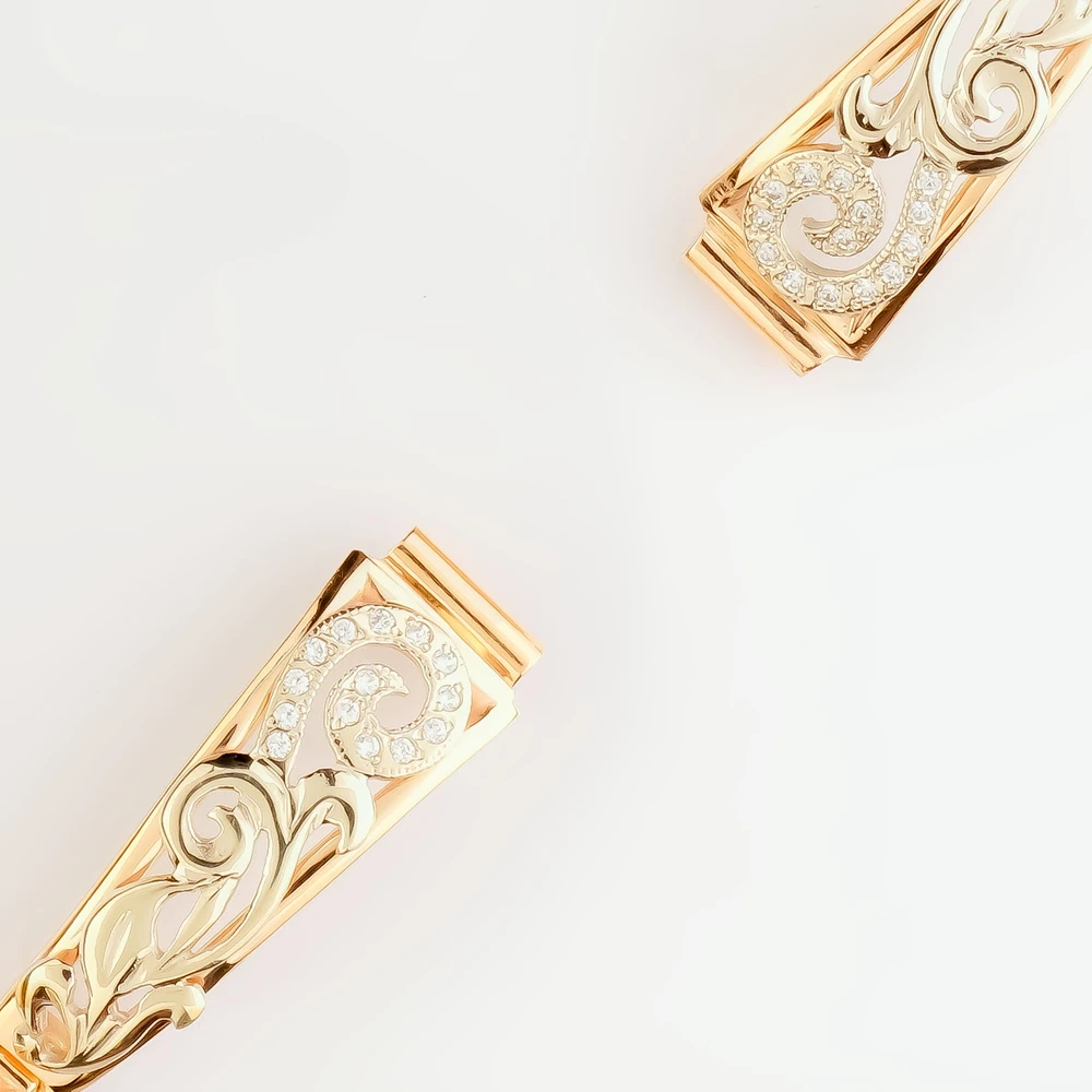 Браслет для часов с фианитом из красного золота 585 пробы